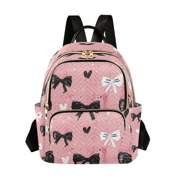 8045 Gift Pink Bow Pattern Small Backpack Purse Travel Bag Lightweight main image 5